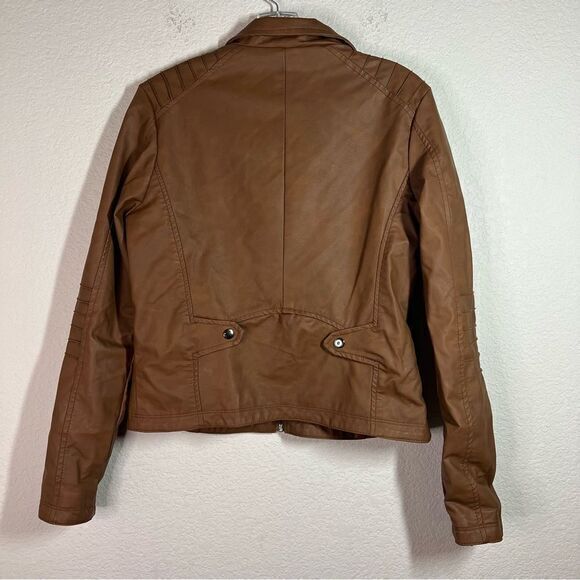 Cato EST 1946 Brown‎ Zip Up Leather Moto Jacket Womens Size Medium - Picture 5 of 6